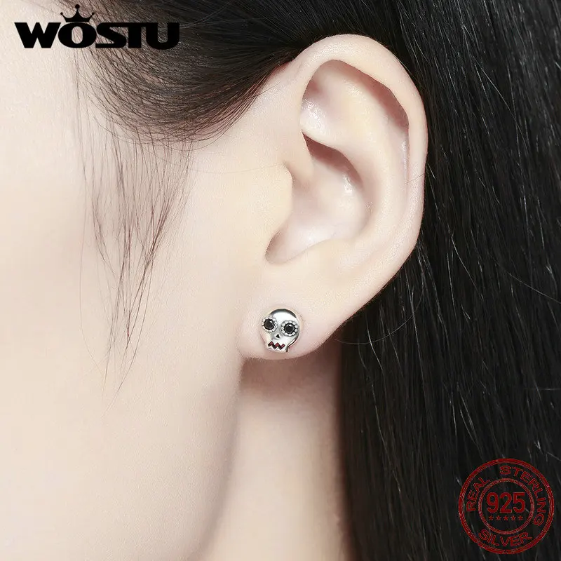 WOSTU 2020 горячая Распродажа 100% Стерлинговое Серебро 925 пробы Хэллоуин Скелет Череп