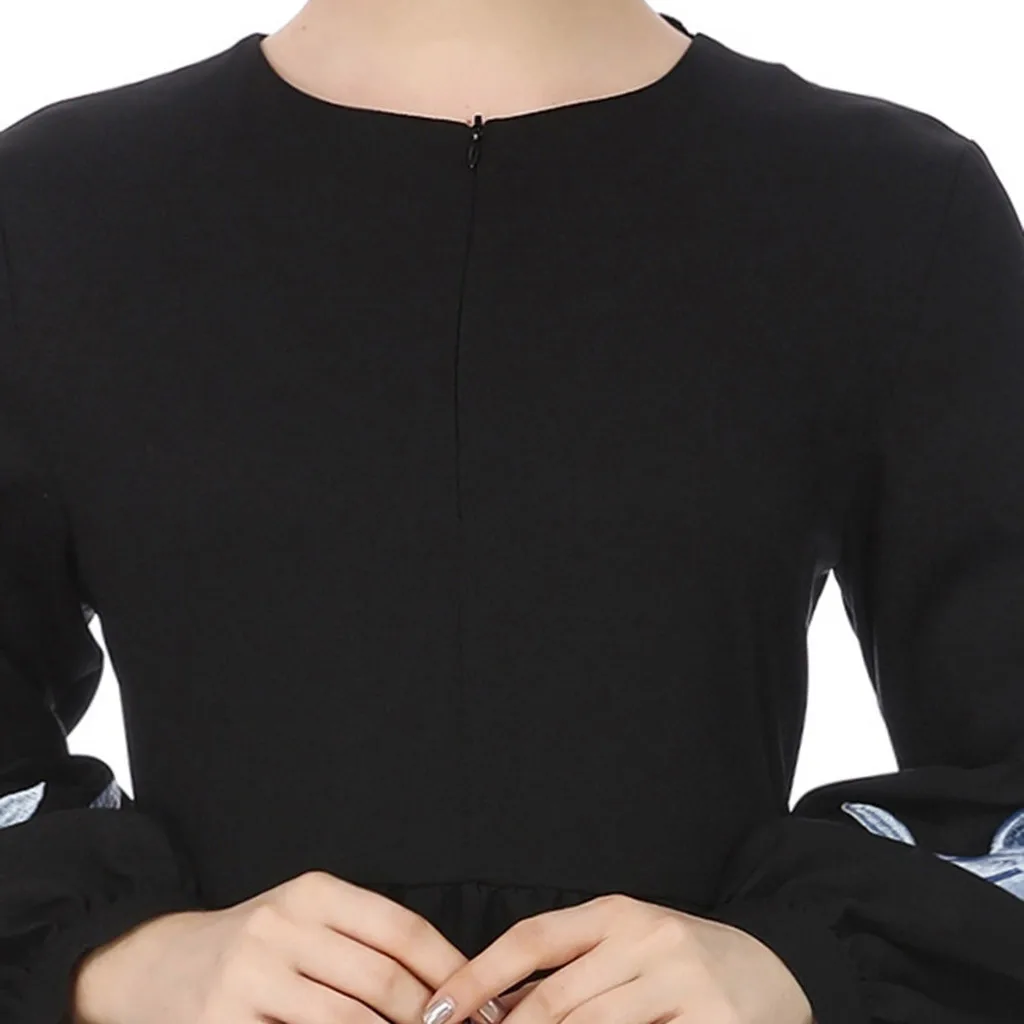 Винтажное Модное шифоновое женское мусульманское платье с длинным рукавом