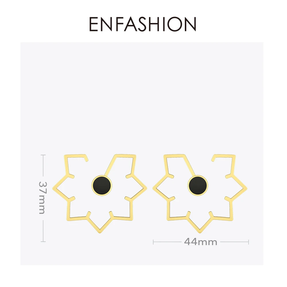 Enfashion, кленовый лист, геометрические серьги-гвоздики для женщин, золотой цвет, нержавеющая сталь, металлические серьги, большие серьги-гвоздики, ювелирное изделие EB191029