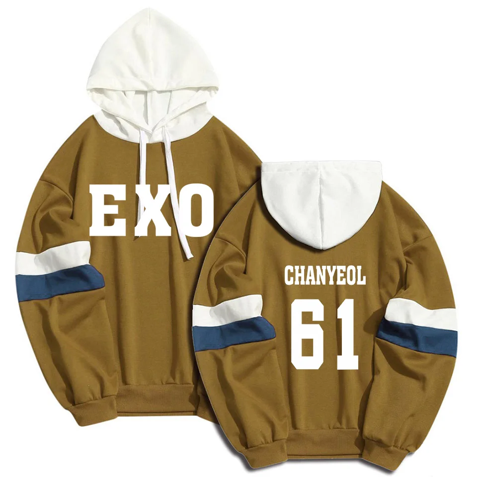 Kpop EXO толстовки Толстовка мужская женская уличная Лоскутная K-pop девушка XIUMIN LUHAN CHANYEOL унисекс пуловер Одежда