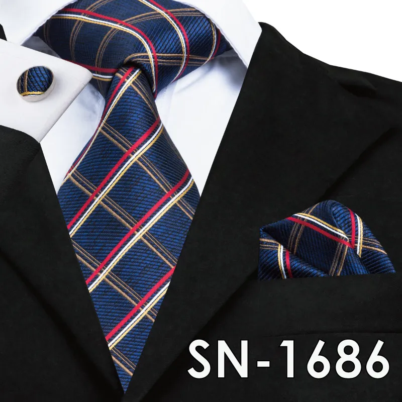 SN-1686 SN-1518, Новое поступление, мужские галстуки, Мода, Hi-Tie, дизайн, королевский синий, на шею, галстук, карман, квадратные запонки, набор для мужчин, деловые, вечерние - Цвет: SN-1686