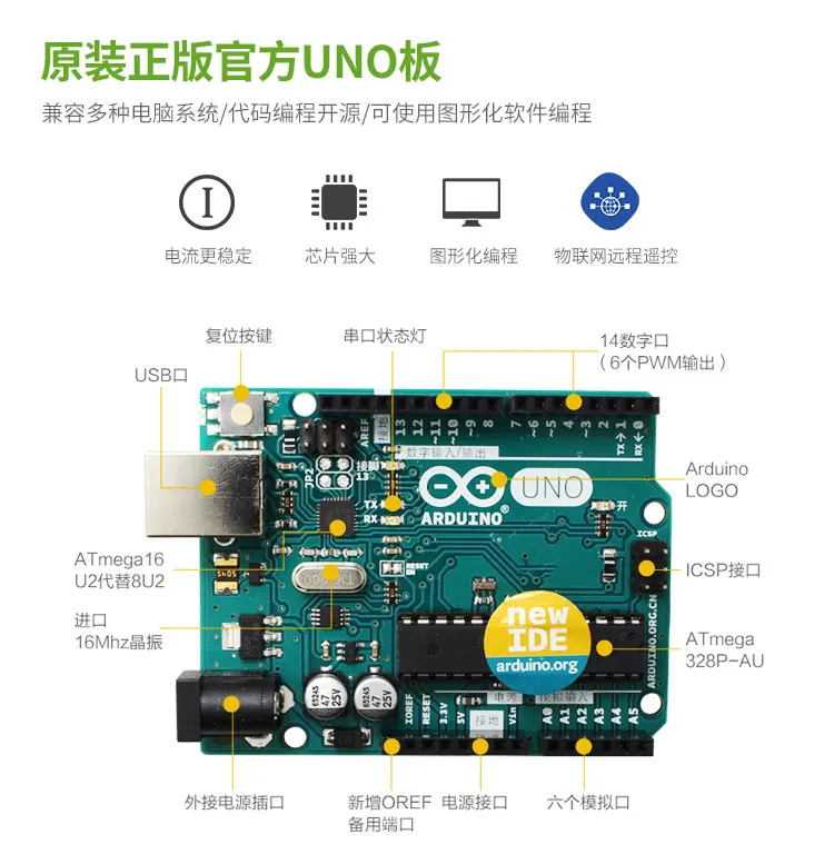 Arduino UNO Интернет вещей комплекты R3 макетная плата обучения эксперимент вводный graphication IOT