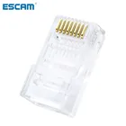 Модульный сетевой разъем ESCAM Cat5 Cat5e RJ45 8P8C, разъем для кабеля Ethernet с позолоченным покрытием, соединитель RJ45 Crystal