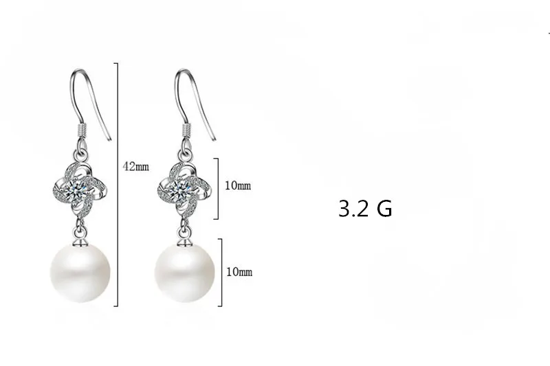 Everoyal New Arrival Female Crystal Clover Earrings For Women Accessories Trendy Silver 925 Girl Pearl Jewelry Lady | Украшения и