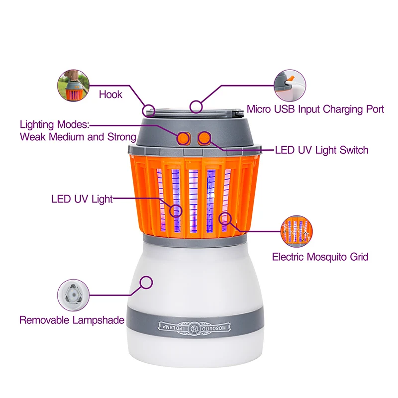 Солнечный москитный убийца лампа USB зарядка насекомых Электронный портативный