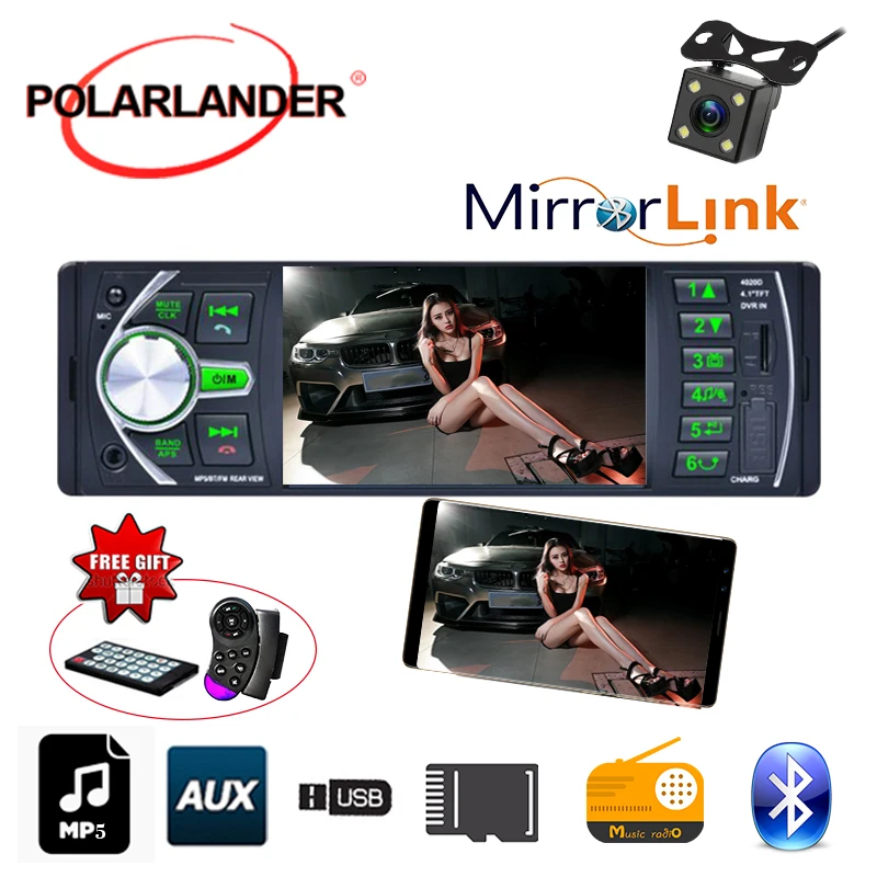 1 Din TF/USB/AUX In Mirror Link для Android телефона автомобильное радио с DVR стерео аудио DVR/камера