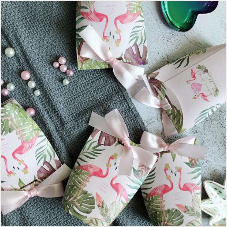 50 шт. Свадебный розовый diy цветок печати бумага коробка конфет с лентой 7 видов стилей упаковки подарков коробки для гость - Цвет: 4