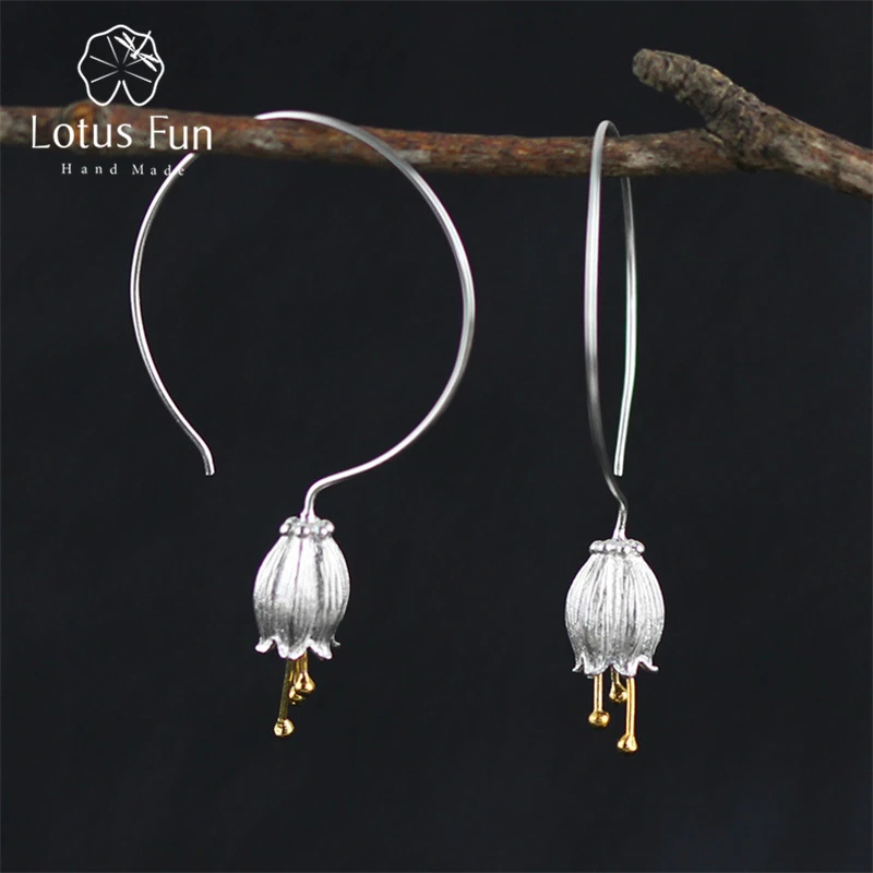 Lotus Fun Настоящее серебро 925 проба Натуральный творческий ручной работы ювелирные
