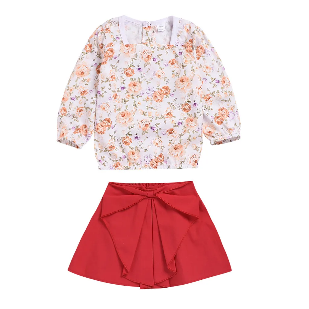 ARLONEET Fashion Lovely Baby 2Pcs Toddler Infant Girls Floral Print Tops T-shirt Skirt Outfits Set Z0208 2colour | Мать и ребенок
