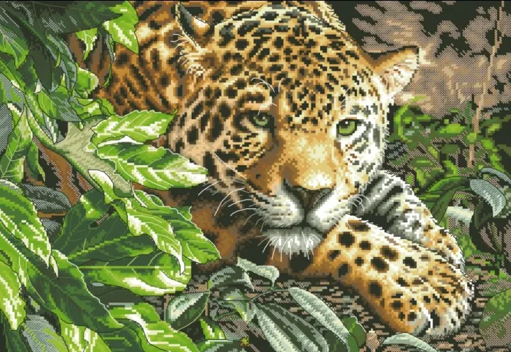 

Needlework,embroidery,DIY 16CT 18CT 14CT Unprinted Cross stitch kit,Leopard forest animal Pattern counted Cross-Stitching decor