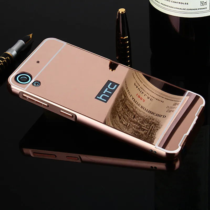 Rose Gold Для htc Desire 628 626 чехол металлическая алюминиевая рамка бампер зеркальная Пластиковая Задняя крышка для htc Desire 628/626 5,0 дюймов телефон Fundas - Цвет: Rose Gold
