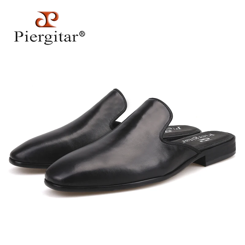 

Piergitar new style Handmade men's leather slippers Fashion party and show men's dress shoes plus sizes male smoking slippers