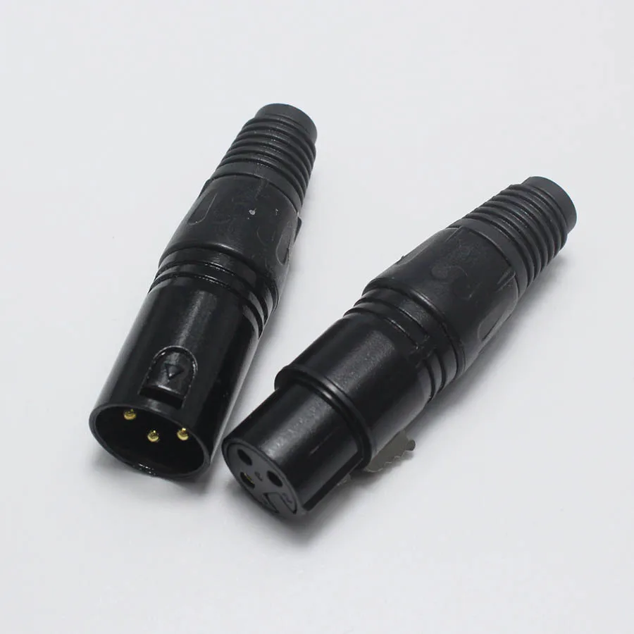 5 пар = 10 шт. XLR 3 контактный разъем для аудиокабеля MIC 3P штекер гнездовой черный