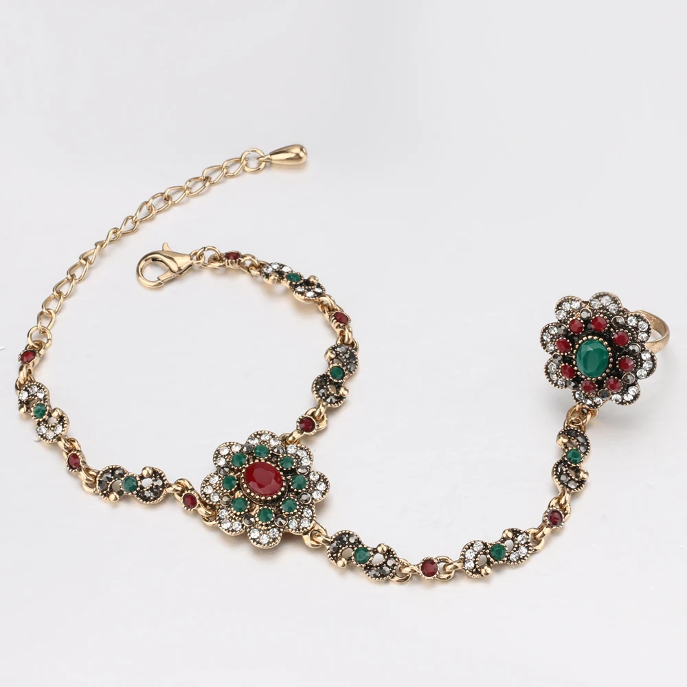 Kinel Дубай ювелирные наборы браслет звеньевые кольца для женщин античный золотой