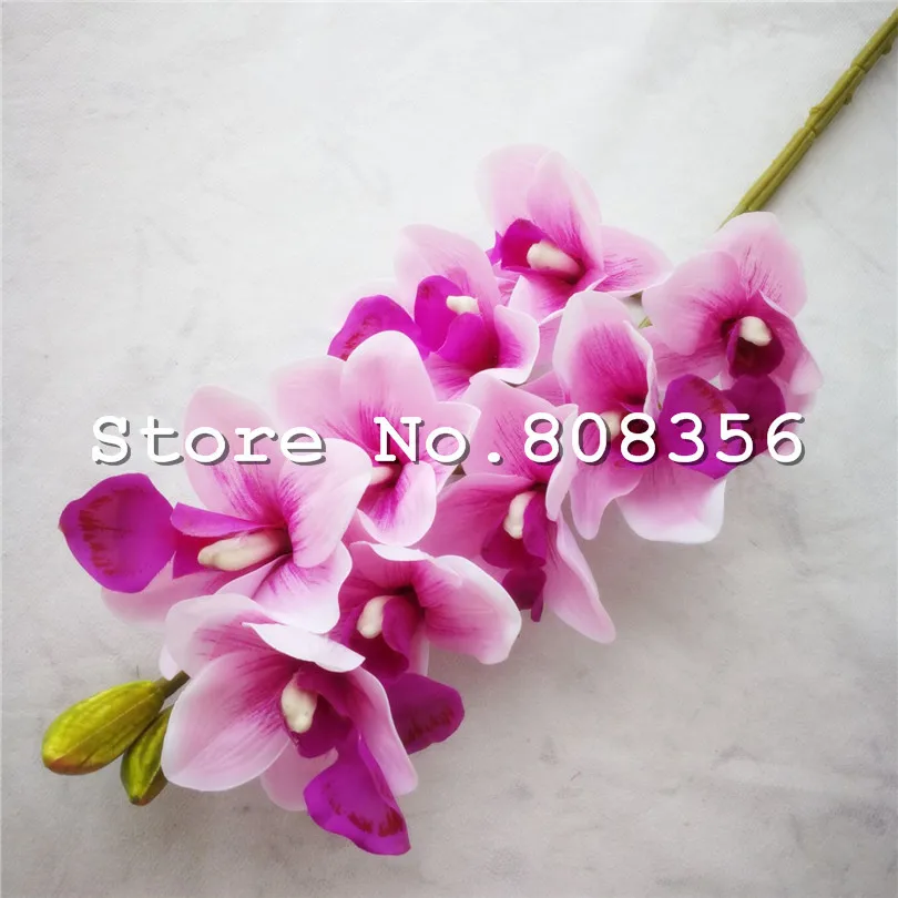 Темно-розовый 10 p настоящие сенсорные орхидеи PU Cymbidium 10 головок орхидеи цветы белый/розовый/зеленый/фиолетовый украшение в середине стола для свадеб декоративный цветок - Цвет: Темно-розовый