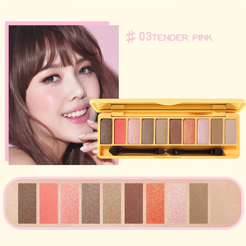 Умная кошка бренд мультфильм десять цветов глаз диск для теней Make-up Maiden серия Русалка персиковый цвет макияж тени для век длительная вода - Цвет: 03