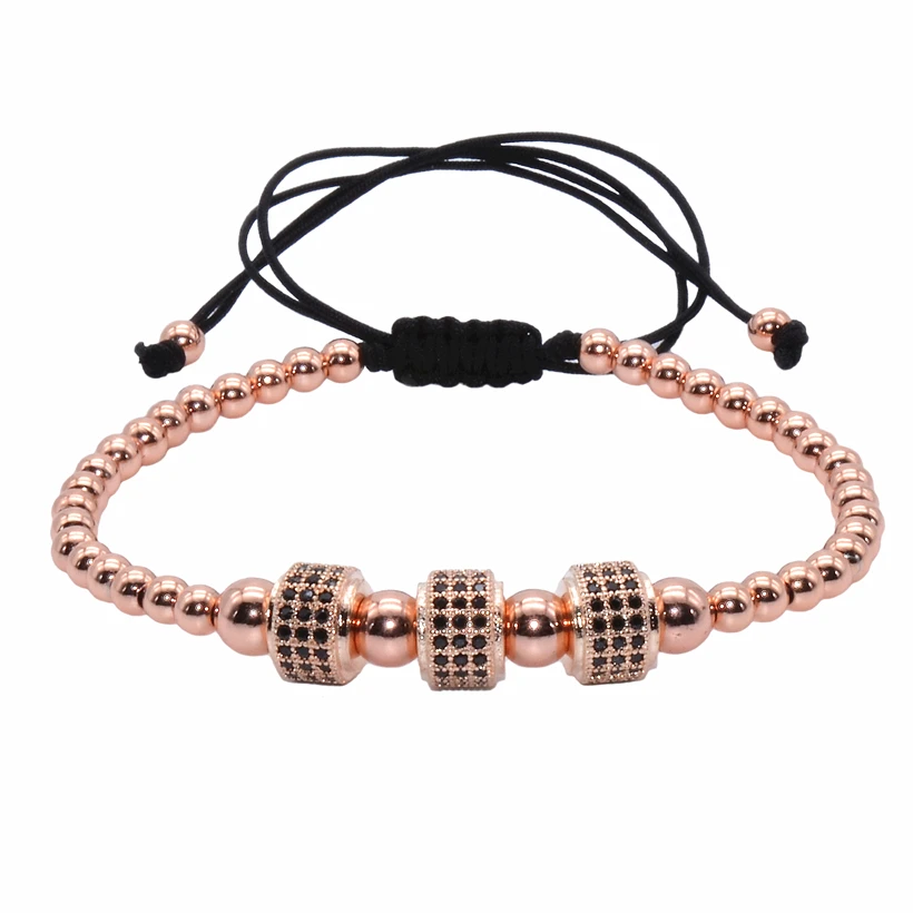 Браслет с микро инкрустацией из циркония круглые пробки мужской браслет макраме