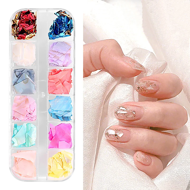 1 коробка раковины хлопья градиентные фольги смешанный дизайн Сломанные камни