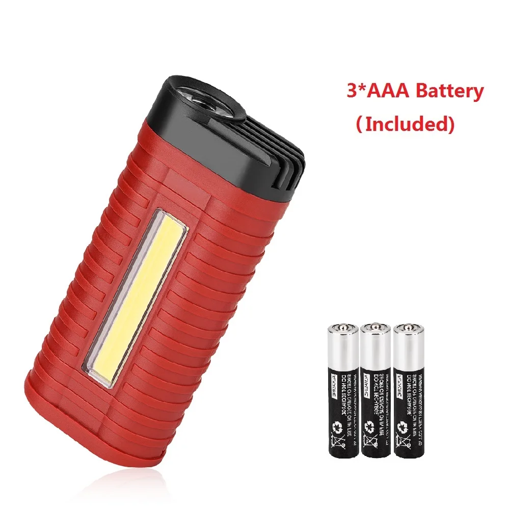 With Battery Многофункциональный светодиодный фонарь с верхней частью, боковой COB прожектор, металлический карманный фонарь с зажимом, 2 режима, COB Светодиодный фонарь для ночного ремонта автомобиля - Испускаемый цвет: With Battery