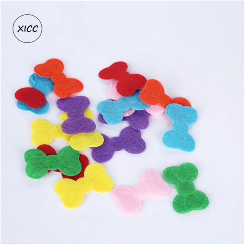 1-8 XICC 100PCS Colorful Nonwoven Round Flower Wool Felt Fabric Hair rope DIY Handmade Accessory Sticker Applique Patches Felt Pad - Цвет: 1-8