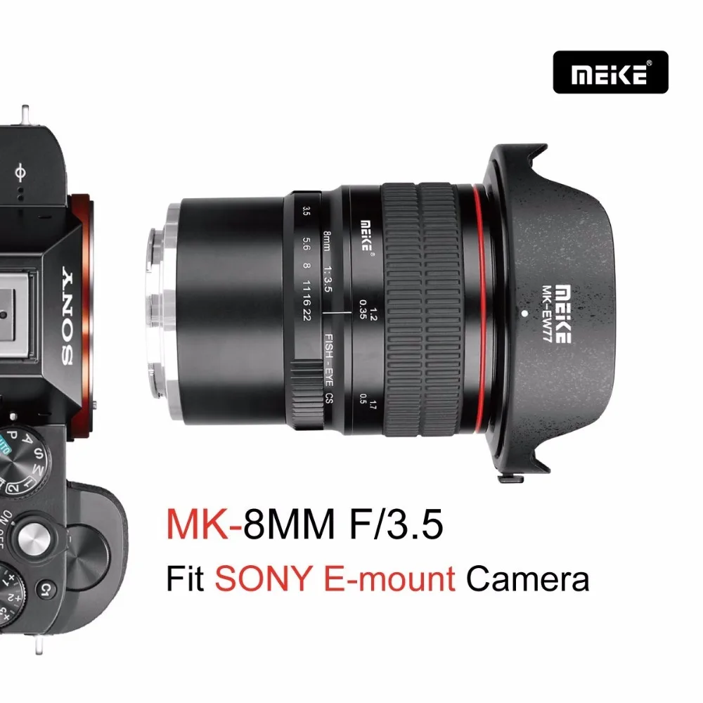 Meike 8 мм f3.5 ультра широкий объектив рыбий глаз для Sony E Mount A9 A7II A7SII A6500 A6000 A6100 A6300 A6600
