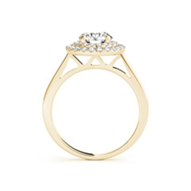 AINUOSHI роскошные женские кольца желтого золота розового с круглой огранкой 1ct Halo