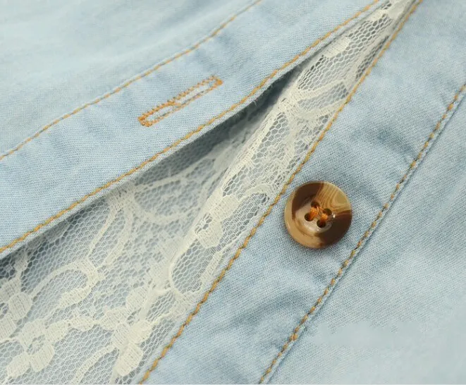 Эластичная резинка на талии Лоскутные кружевные однотонные джинсовые юбки mori