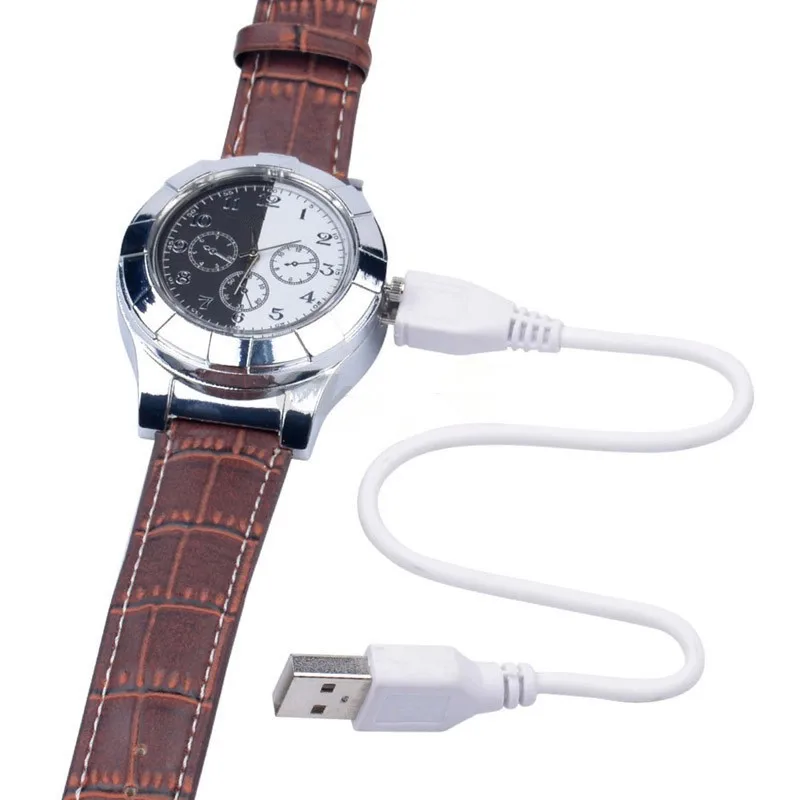 F667 модные Перезаряжаемые usb-зажигалка Часы электронный Для Мужчин's Повседневное Кварцевые наручные часы Ветрозащитный Непламено Авто-прикуриватели