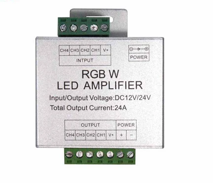 

led amplifier RGBW LED flexible strip controller DC12/24V 24A aluminum LED rgbw amplifier 6Ax4 channel 12v 288w 24v 576w 5PCS