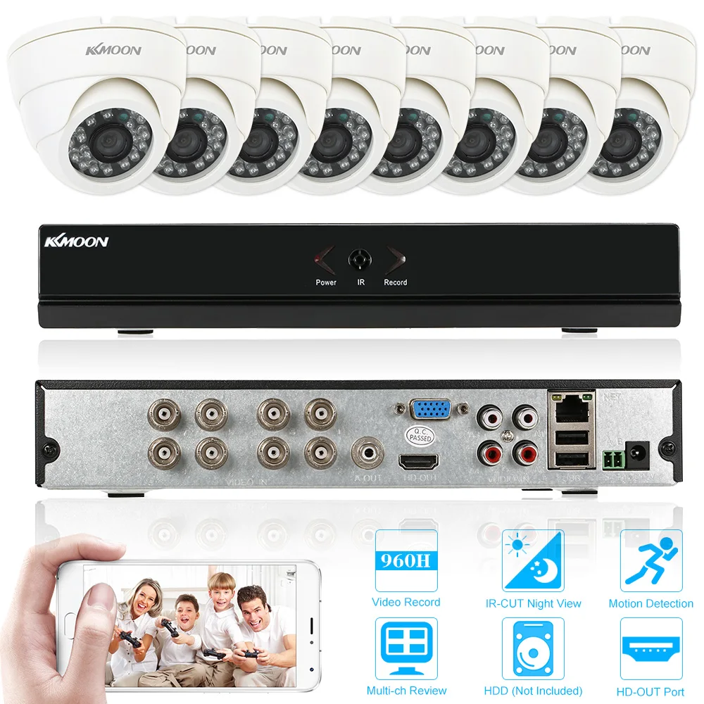 KKmoon HD 8CH CCTV система 960 H/D1 DVR рекордер 8 шт 800TVL IR видео наблюдения камера безопасности система 8 каналов DVR комплект Onvif