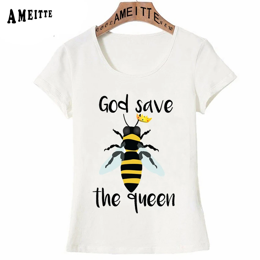 Новинка Сезон лето Модные женские футболка God Save the Queen пчелами для маленьких