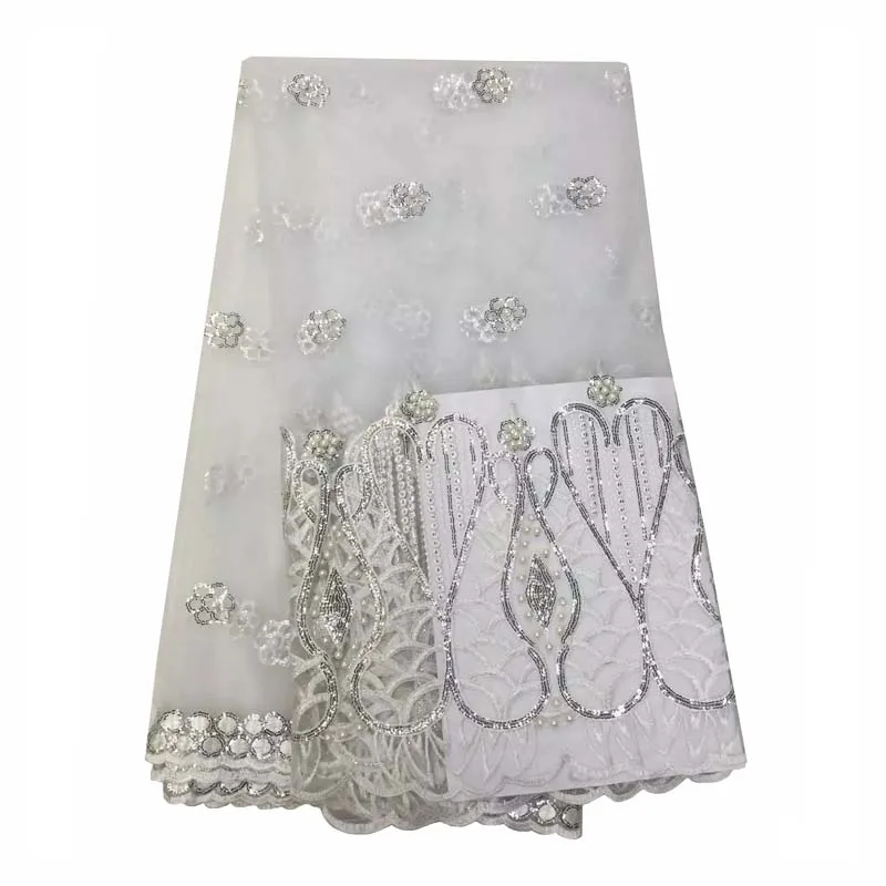 African lace fabric embroidered French with sequins good quality net for wedding dress in royalbule YJ43-46 | Дом и сад
