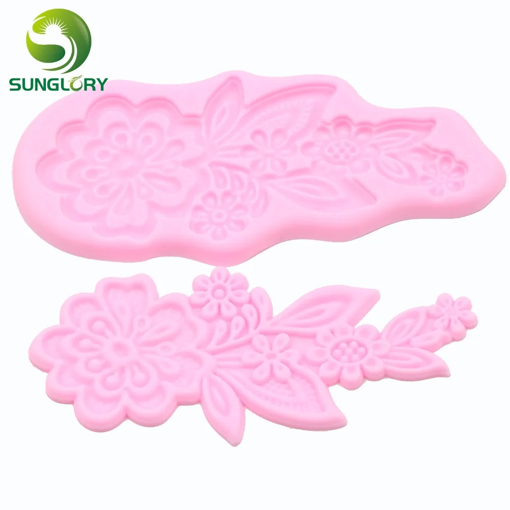 Форма для выпечки 3D Fondant силиконовая формочка в виде цветов кружевная форма