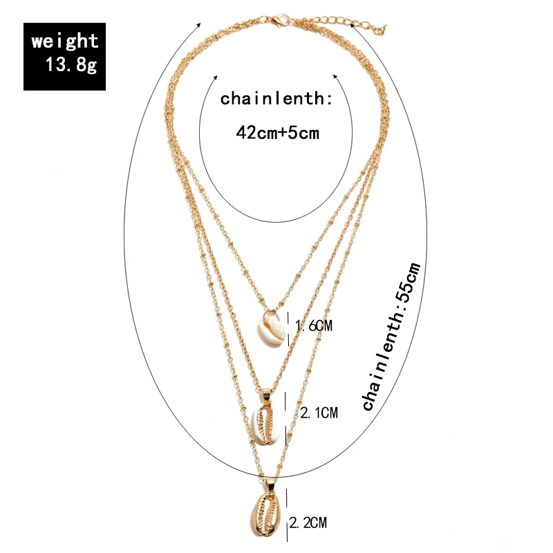 Модное Многорядное ожерелье для женщин с подвеской в виде ракушки и монеты