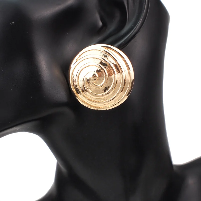 Gold Earrings MANILAI, индийские большие круглые серьги-гвоздики из сплава для женщин, модные винтажные металлические массивные серьги золотого и серебряного цвета, ювелирные изделия - Окраска металла: Gold Earrings