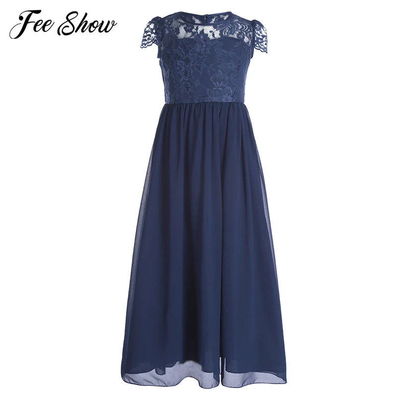 Kid Teens Flower Bridesmaid Lace Dress for Girls Vestido Wedding Party Floral Ball Gown Prom Formal Princess | Детская одежда и
