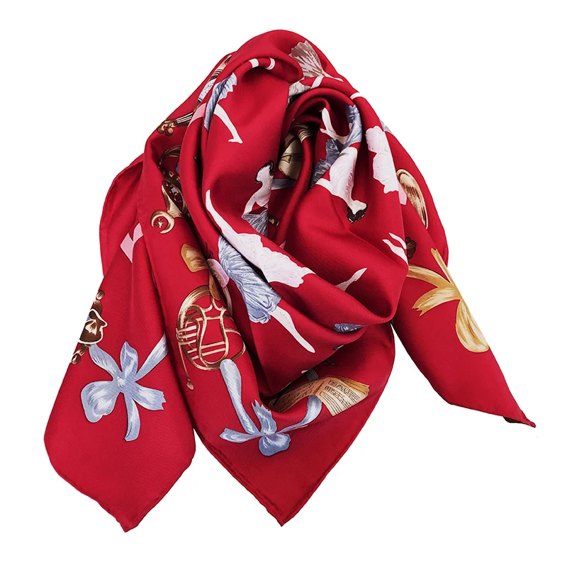 

Large Square 100% Twill Silk Scarf Wraps Shawl Women's Fashion Prints Hijab Head Scarves 35