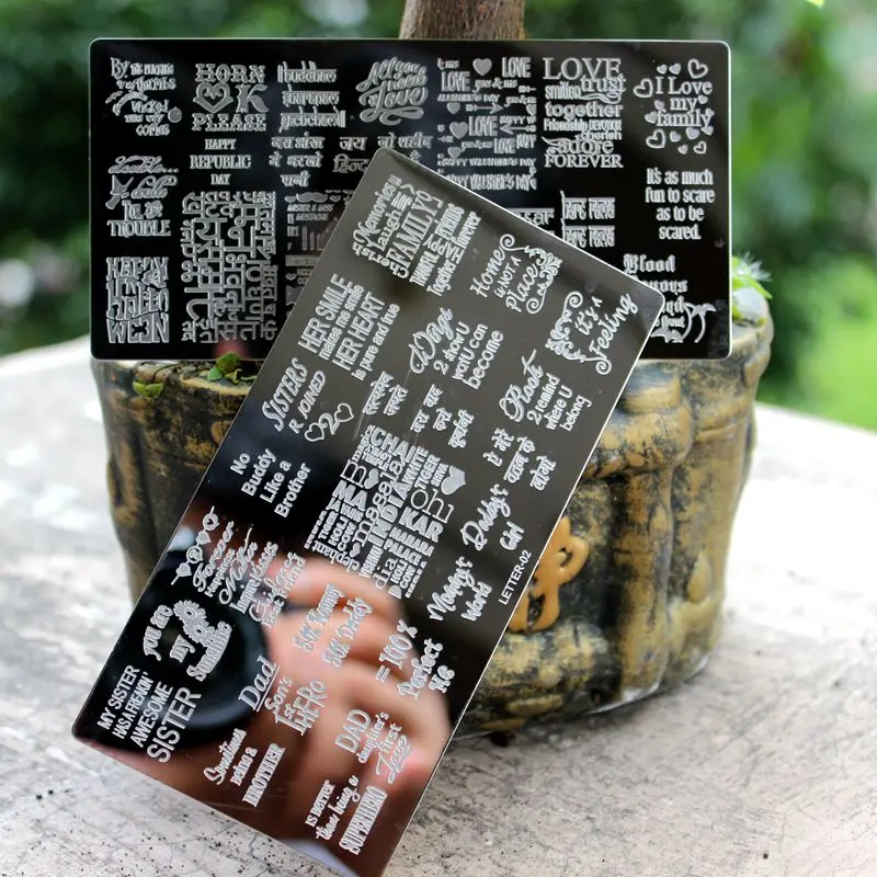 

2017 New Nail stamping plate Alphabet Theme Nail Art Stamp Stamping Template Image Plate Manicure nail stencil letter01-letter02