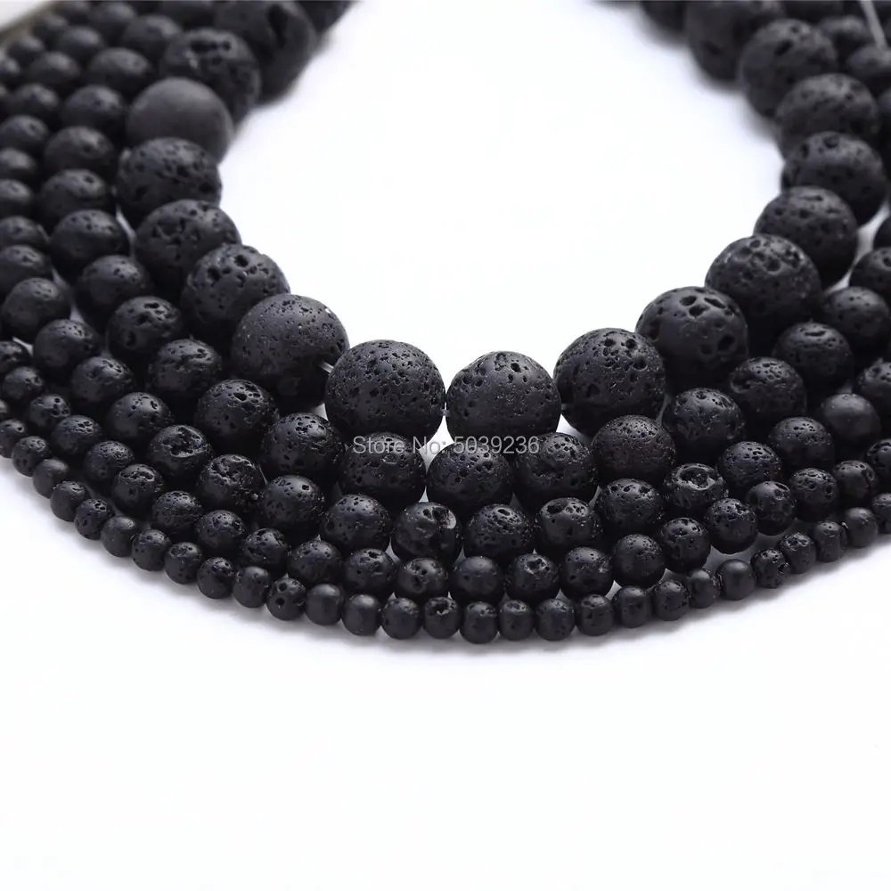 Bulk Wholesale Black Volcanic Lava Stone Beads Natural Round Loose for Jewelry Making 4 6 8 10 12mm DIY Bracelet | Украшения и