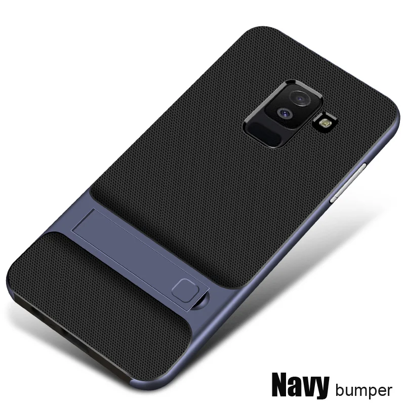 Для samsung Galaxy A6 чехол Galaxy A6 Plus чехол для телефона A6+ противоударный Жесткий Бампер Мягкий силиконовый гибридный защитный чехол - Цвет: Navy bumper
