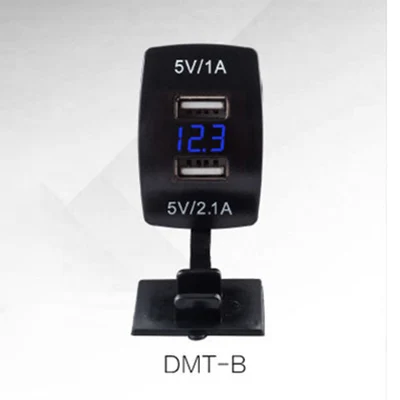 Blue Водонепроницаемый 12 V-24 V Dual USB Автомобильное зарядное устройство разъем Автомобиль Мотоцикл Зажигалка для сигарет розетка машинный Зарядное устройство+ светодиодный цифровой вольтметр электронный счетчик - Название цвета: Blue