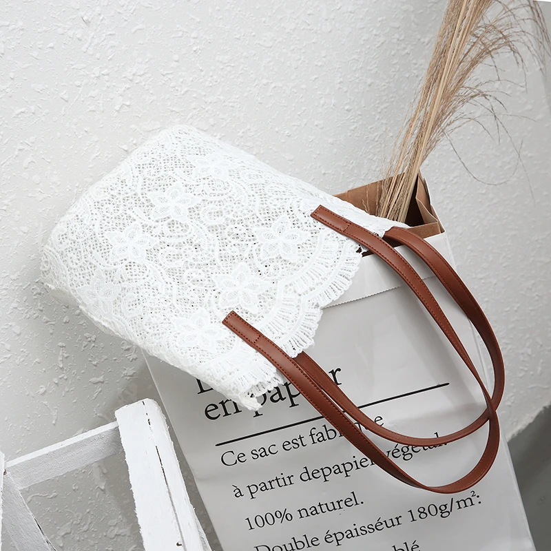 Fashion Women Shoulder bag big Lace Female handbag lady floral tote high quality luxury women Shopping Bag ladies totes bolsa | Багаж и