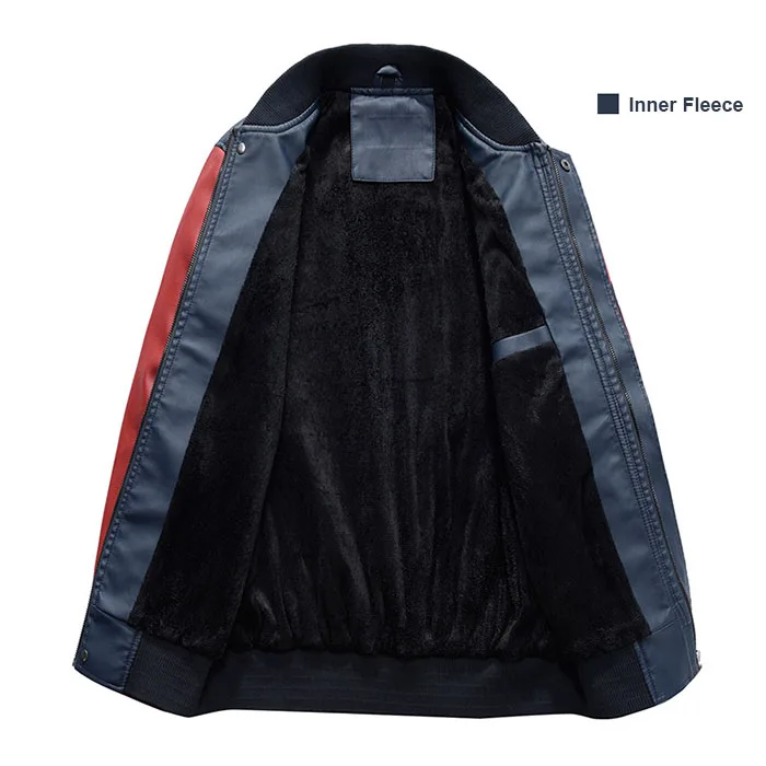 Winter Autumn Stylish Pu Leather Jacket Men Fashion Stand Collar Spring Thick Fleece Baseball | Мужская одежда