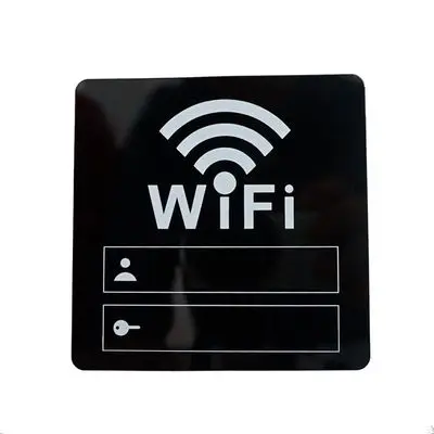 Черный 6 шт./лот 10 см Wi-Fi знак 3D акриловые зеркальные настенные наклейки перезаписываемые учетные записи и пароль для общественных Shope wifi вывески - Цвет: Черный