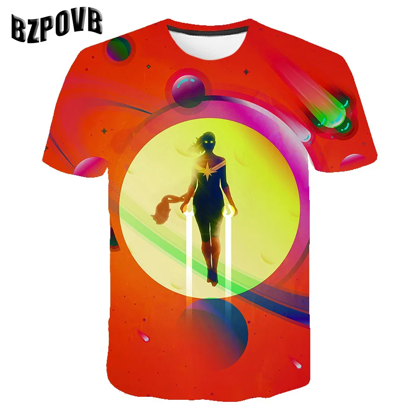 BZPOVB Marvel Comics 2019 Новый Мстители Альянс сюрприз капитан 3D принт круглый вырез
