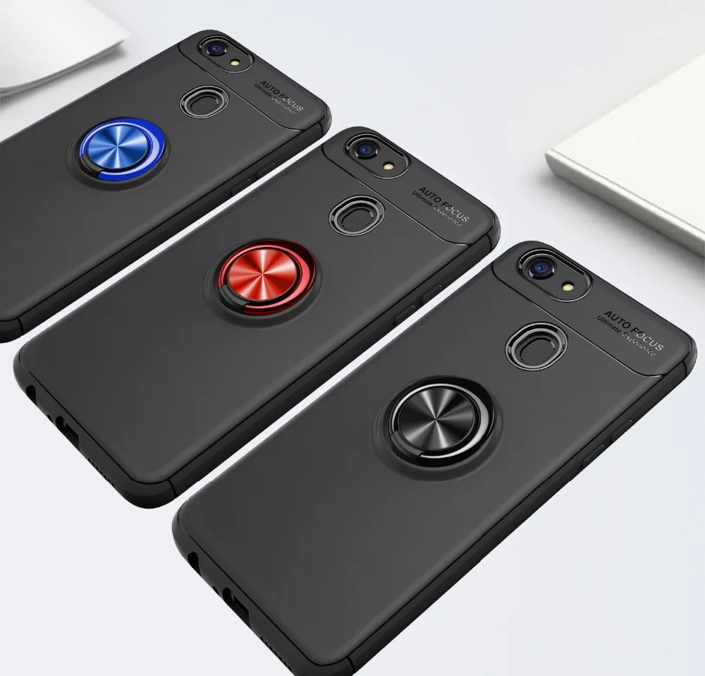 

For OPPO F5 Case Rotating Finger Ring Holder Soft Silicone Matte Back Cover For OPPO F7 F9 F 5 Phone Cases Coque