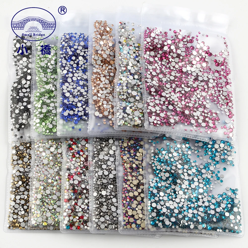 Ss6-Ss16 3D круглые смешанные Стразы для одежды для украшения ногтей 1440 Pz Кристаллы с плоской задней частью аппликация каменные Стразы X016