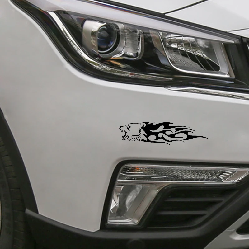 

YJZT 18.2*5.1CM Interesting Flame Bear Head Car Sticker Vinyl Decoration Accessories Graphic C12-0406
