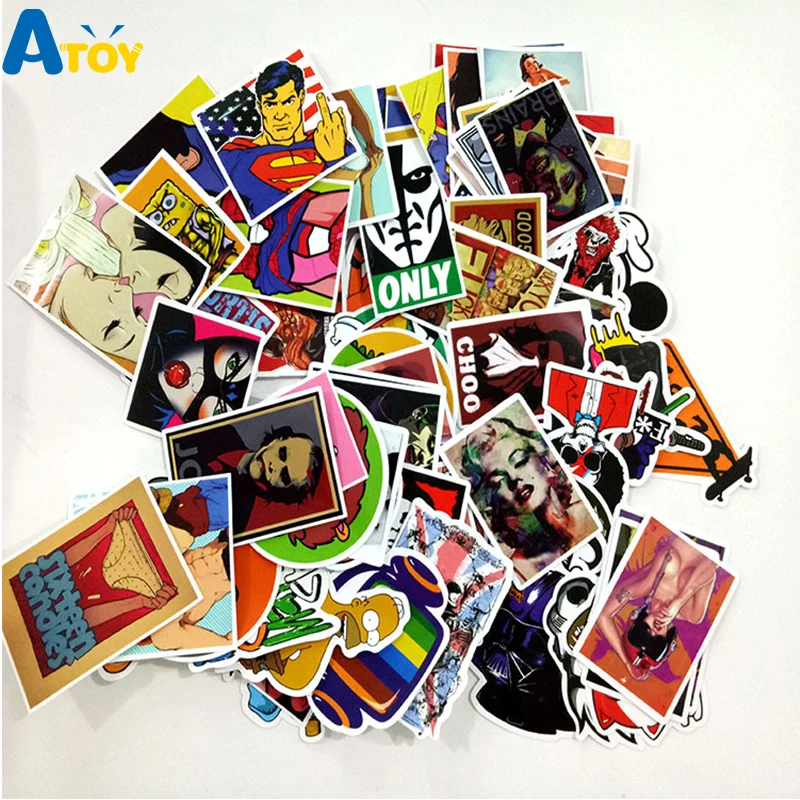 100 фото случайный стиль милый Граффити стикер для чемодана ноутбука велосипеда