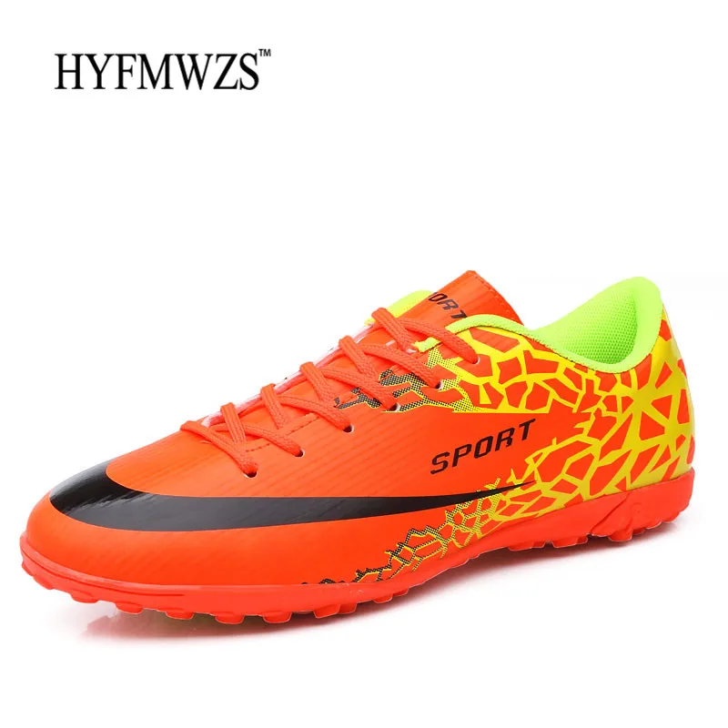 HYFMWZS Turf Chaussure футбол Superfly Мальчики футбольные бутсы мужские Нескользящие Детские футбольные бутсы красовки дышащие Бутсы Футбол - Цвет: Orange